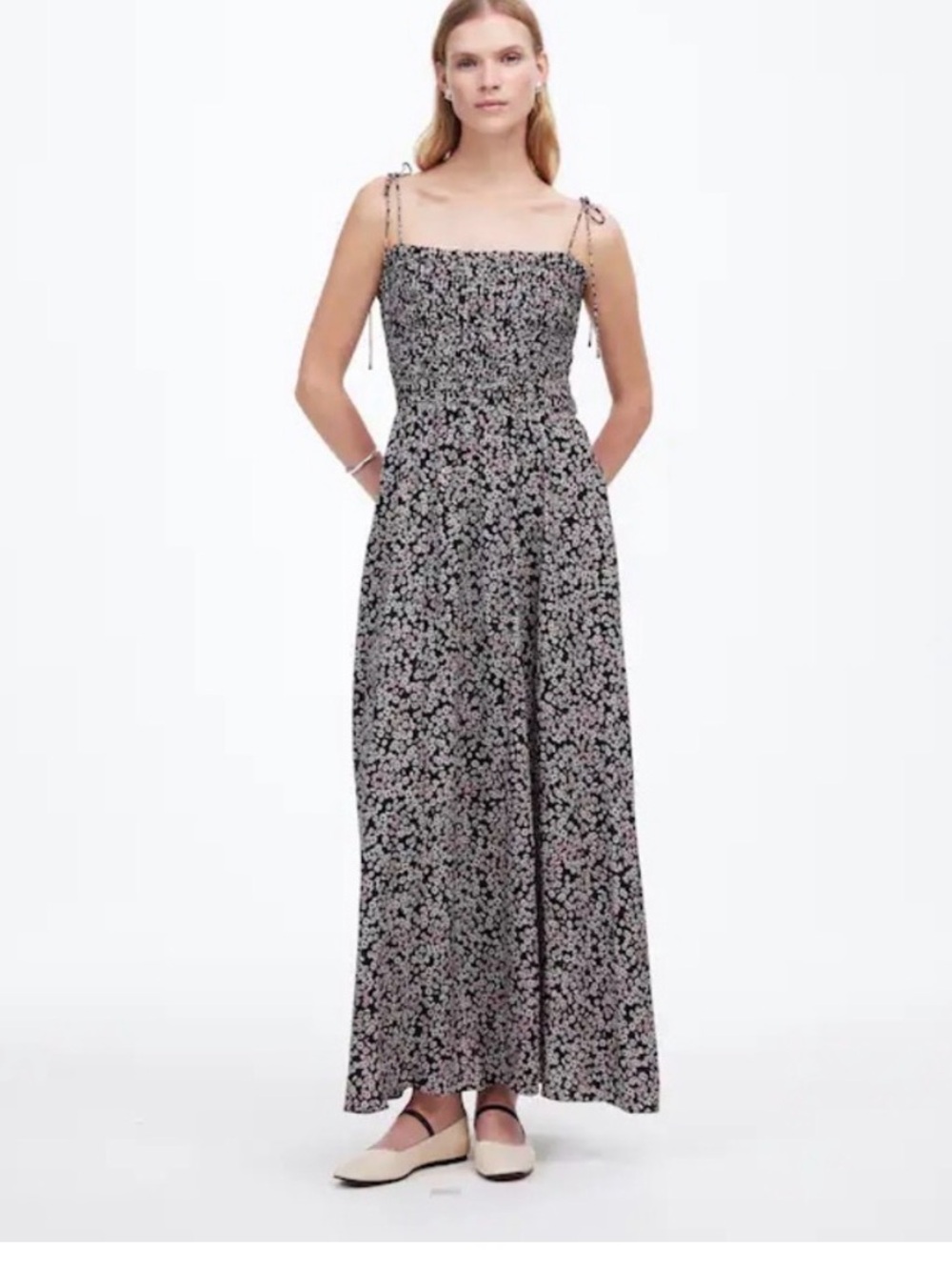 Madewell Floral Midi Dress Size 6 Black White